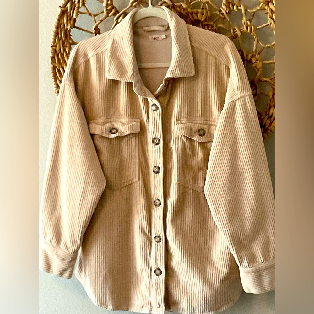 Faherty Beige Corduroy Utility Jacket